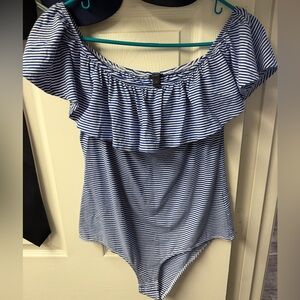 J. Crew Navy and White Striped Top